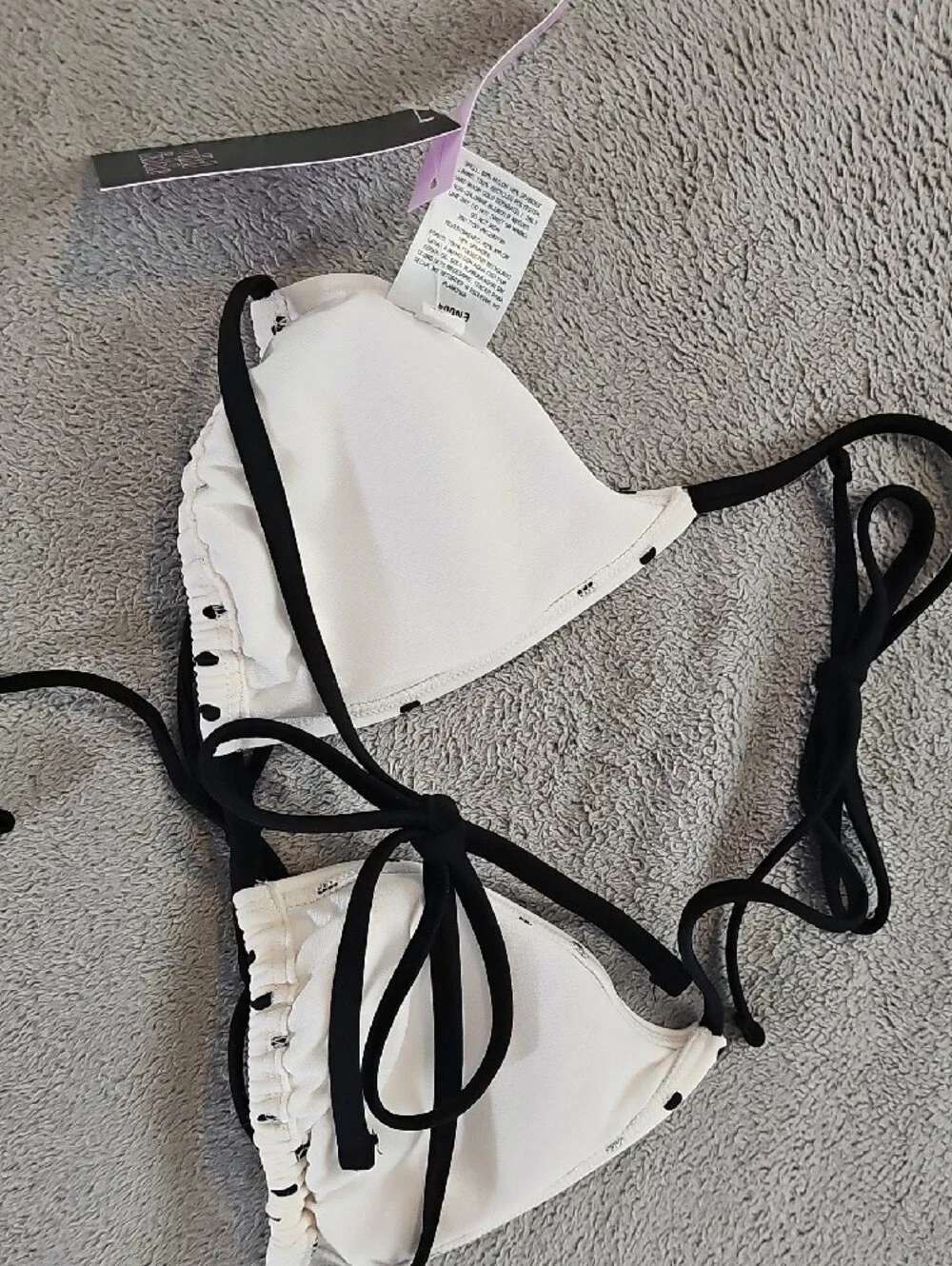 Wild Fable Women's S Black and Cream Polka Dot Tie-Side Bikini Set
